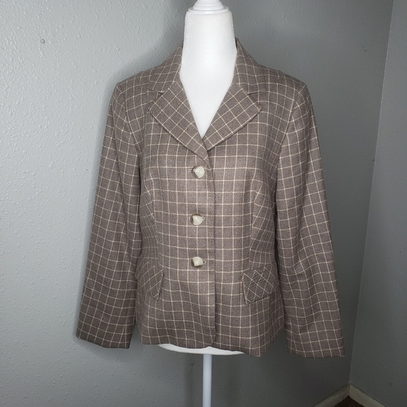 Pendleton Plaid brown blazer jacket SZ 10 P - Picture 7 of 13